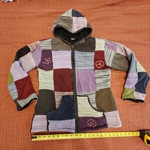 Multi-Color Hippie Festival Patchwork Hoodie Jacket for Women